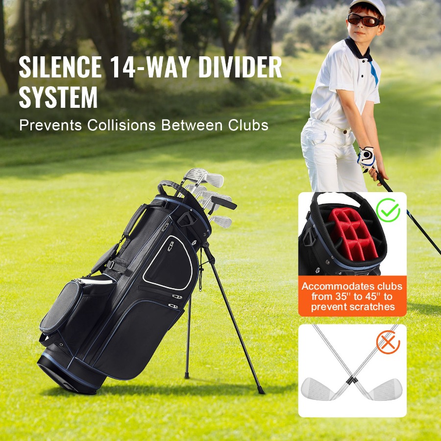 Golf Cart Bag with 14 Way Orga - Golf Bag Stand Cart ulasan dan harga