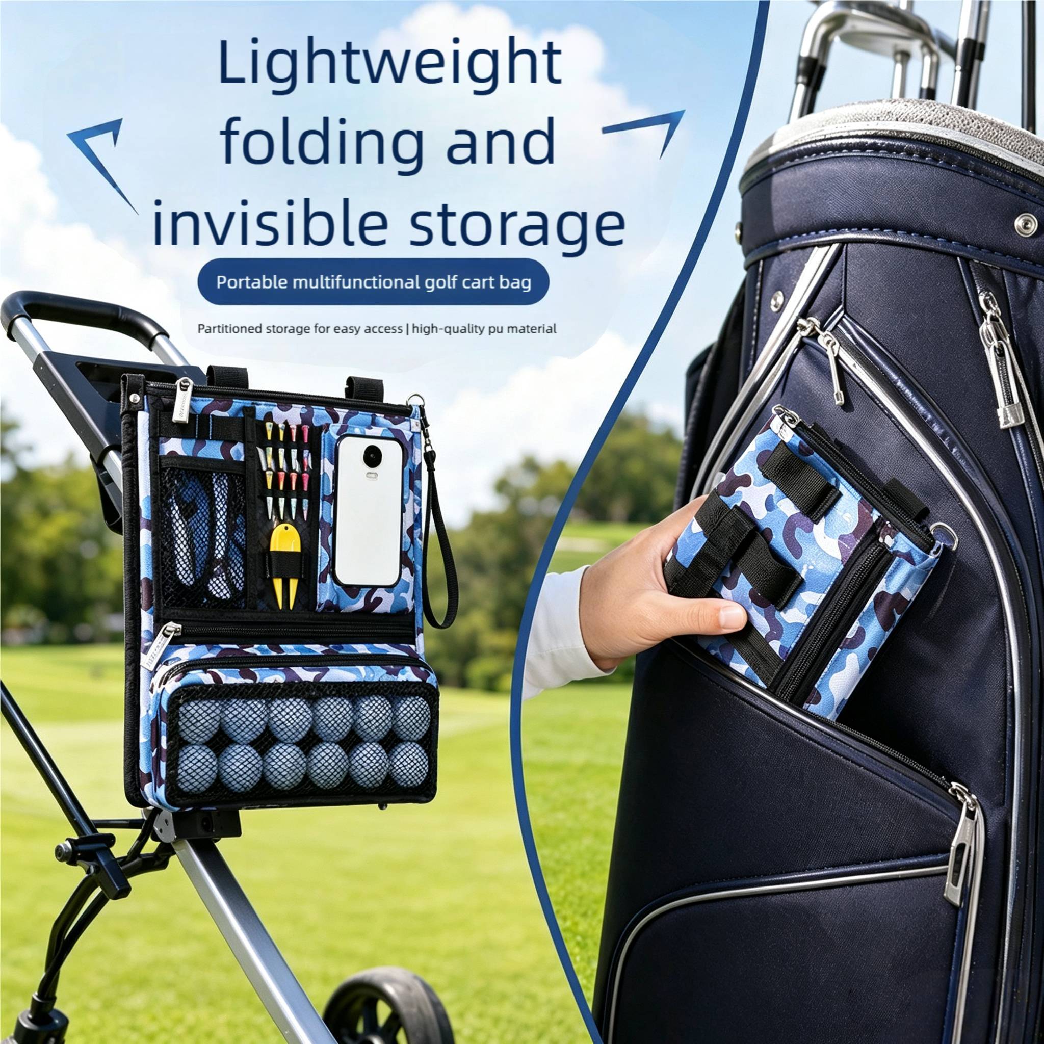 Golf Storage Organizer Foldabl - Golf Bag Stand Cart ulasan dan harga